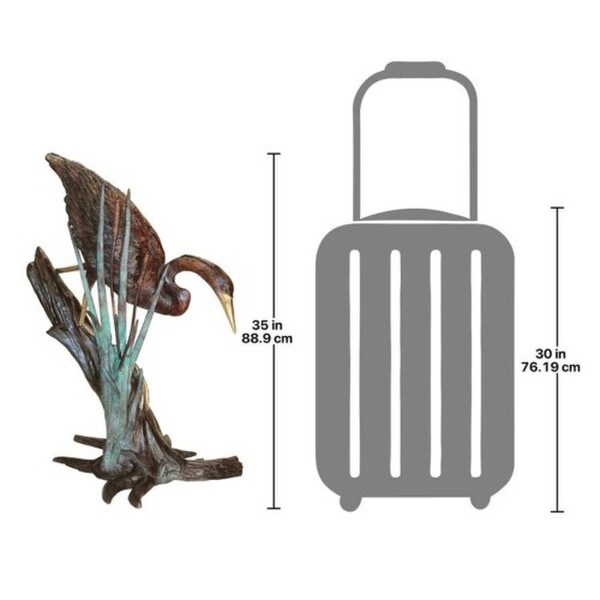 Herons In Reeds Bronze Water Feature Set 35"